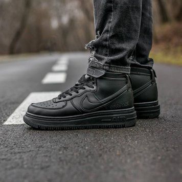 Мужские зимние кроссовки (термо) Nike Air Force Mid Gore-Tex All Black фото