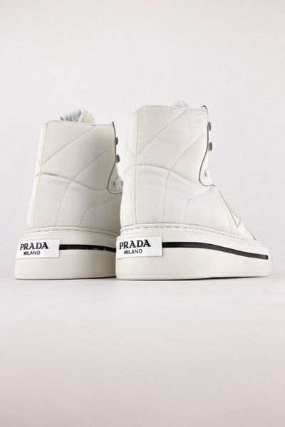 Зимові жіночі ботинки з натуральної шкіри PRADA Milano High Top White фото