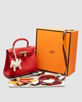 Женская сумка Hermes Kelly 25 Red/Gold Premium фото