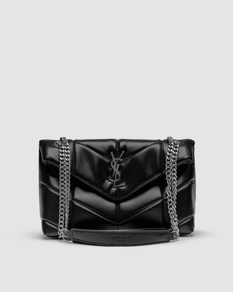 Женская сумка Yves Saint Laurent Puffer Small in Nappa Leather Black Silver Chain Premium фото