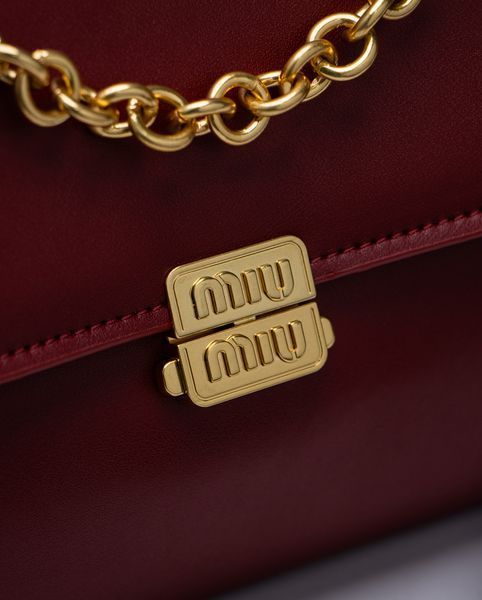 Женская сумка Miu Miu Nappa Shoulder Bag Burgundy Premium фото