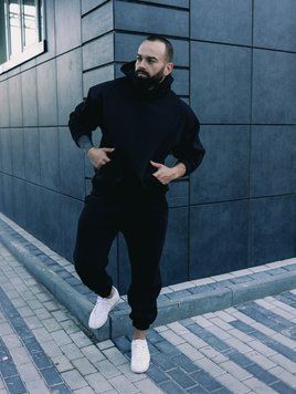 тёплый спортивный костюм оверсайз Цвет: черный фото