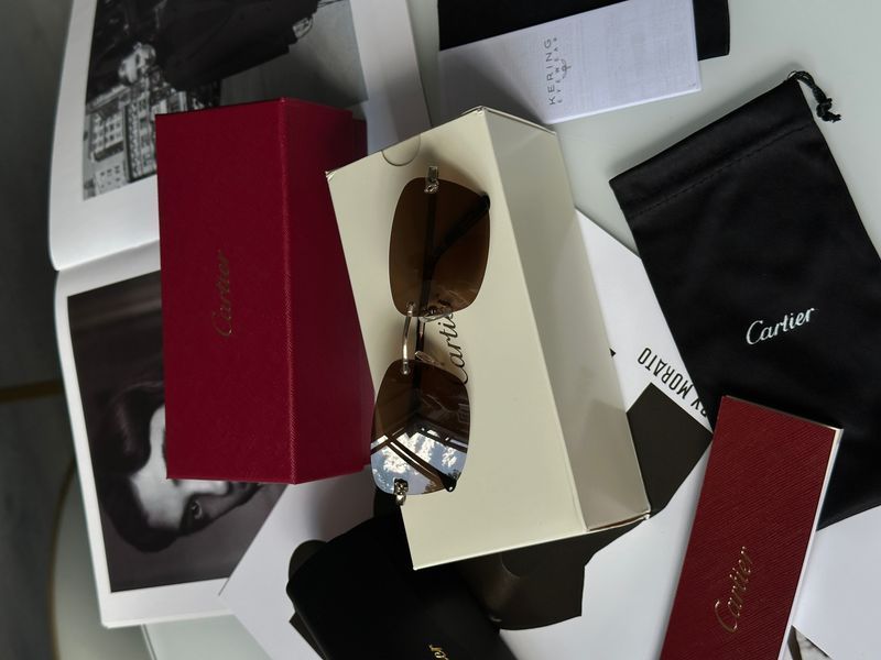 Солнцезащитные очки Cartier CT0148O 001 Brown/Silver Premium фото