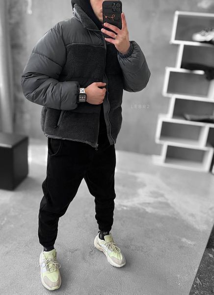 Зимова куртка барашка Grey Black фото