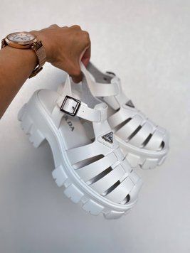 Жіночі сандалі Prada Monolith Platform Sandals White фото