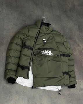 Чоловіча зимова куртка Karl Lagerfeld хаки ks9 фото