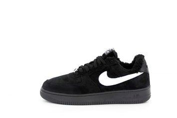 Зимние мужские кроссовки Nike Air Force 1 Black White фото