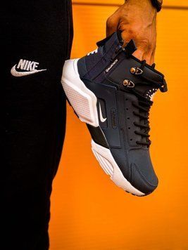 Зимние мужские кроссовки Nike Huarache Winter Acronym "Navy Blue"! Термоподкладка! фото