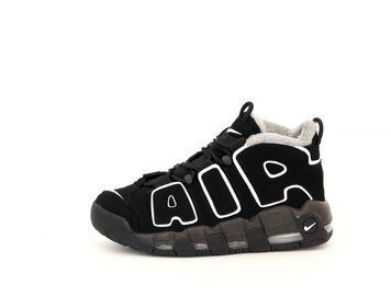 Зимние мужские кроссовки С МЕХОМ Nike Air More Uptempo Black Grey Winter фото