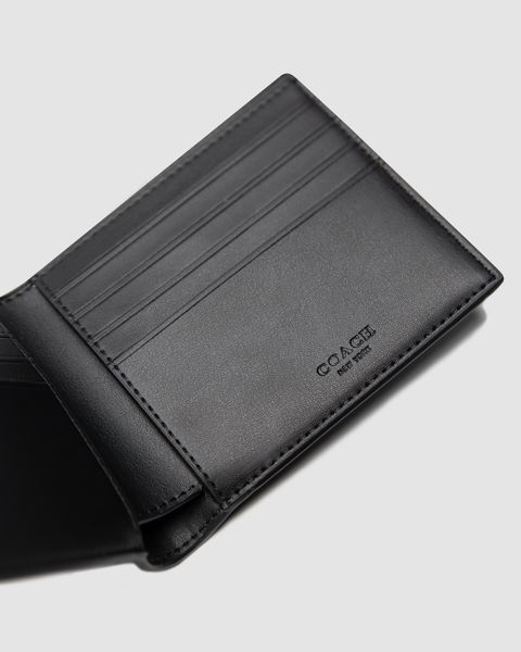 Кошелёк Coach Boxed 3 In 1 Wallet Gift Set In Signature Canvas Black Logo Premium фото