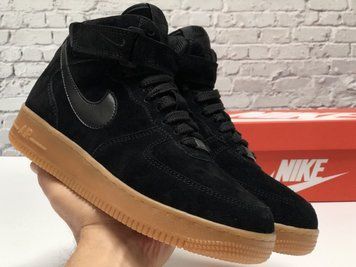 Зимние мужские кроссовки Black Gum "С МЕХОМ" Nike Air Force 1 фото