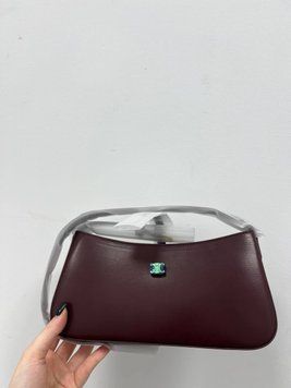 Женская сумка Celine Tina Shoulder Bag In Shiny Calfskin Burgundy/Gold Premium фото