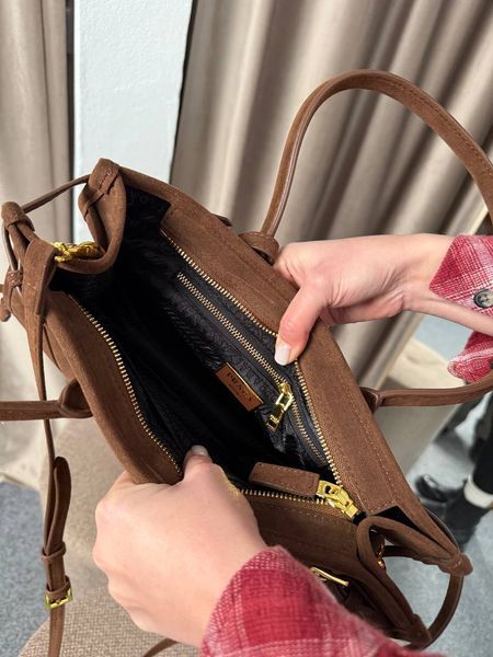 Жіноча сумка Prada Bonnie Medium Suede Handbag Chocolate Premium фото