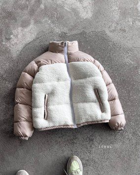 Зимняя куртка барашка Pink White фото