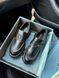 Женские лоферы Prada Platform Leather Black Loafers Premium re-12060 фото 2
