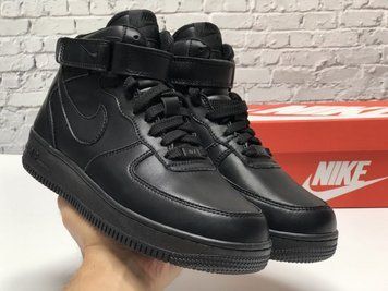 Зимние мужские кроссовки Black Gum "С МЕХОМ" Nike Air Force 1 фото