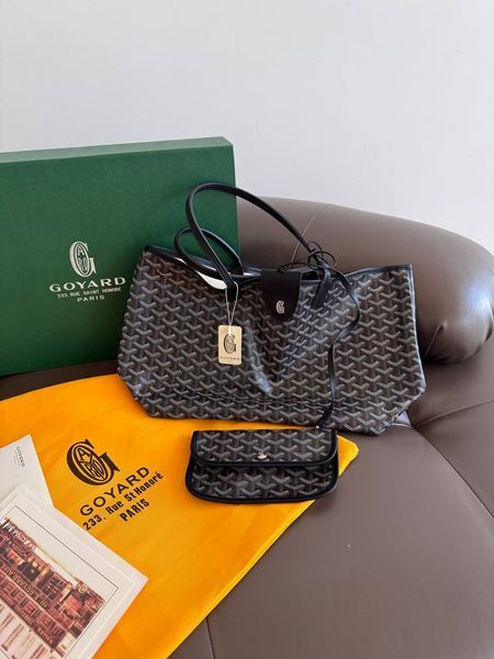 Жіноча сумка GOYARD Saint Louis PM Coated Canvas Tote bag Black Ex Premium фото