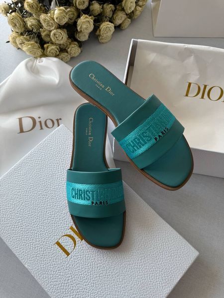 Женские шлепанцы Christian Dior Dway Slippers Blue Premium фото