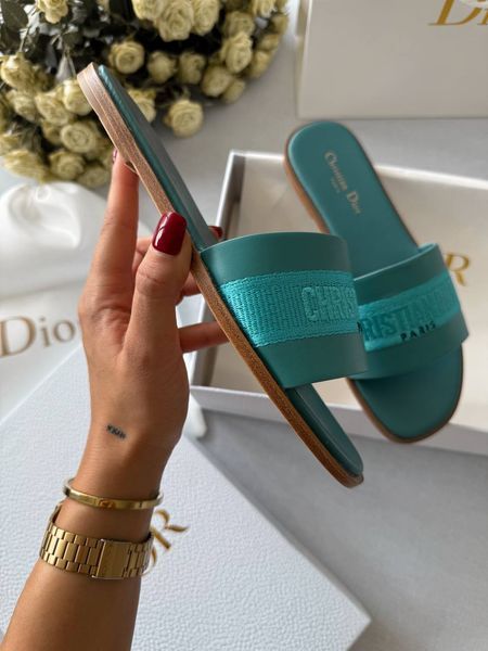 Женские шлепанцы Christian Dior Dway Slippers Blue Premium фото