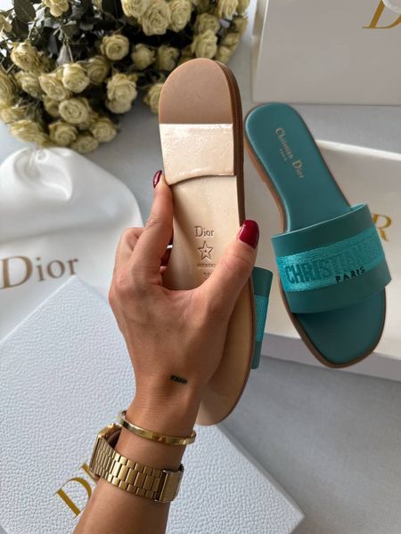 Женские шлепанцы Christian Dior Dway Slippers Blue Premium фото