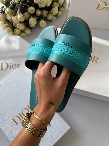 Женские шлепанцы Christian Dior Dway Slippers Blue Premium фото