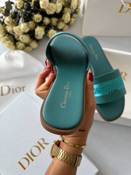 Женские шлепанцы Christian Dior Dway Slippers Blue Premium фото
