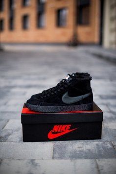 Мужские зимние кроссовки Nike Blazer Mid Winter All Black фото
