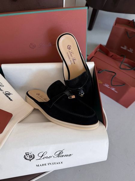 Женские шлепанцы Loro Piana Mules Black Premium фото