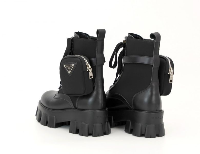 Зимові жіночі ботинки (Натуральна шкіра) PRADA Milano Monolith Black Premium фото
