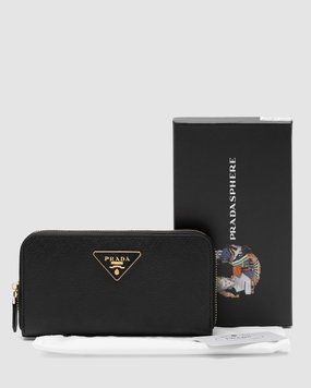 Гаманець Prada Leather Round Zippy Long Wallet Nero Black Premium фото