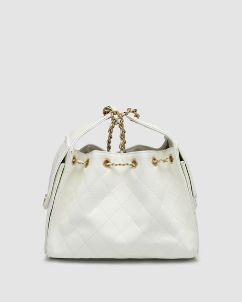 Жіноча сумка Chanel 25 Mini Handbag in Grained Calfskin White/Gold Premium фото