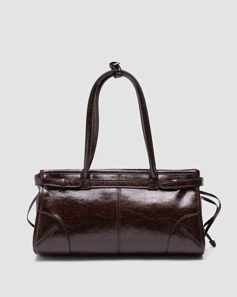 Жіноча сумка Prada Medium Leather Handbag Dark Brown Premium фото