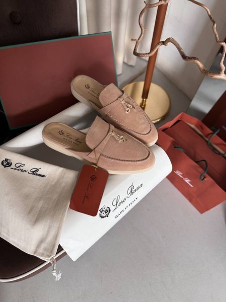 Женские шлепанцы Loro Piana Mules Beige Premium фото
