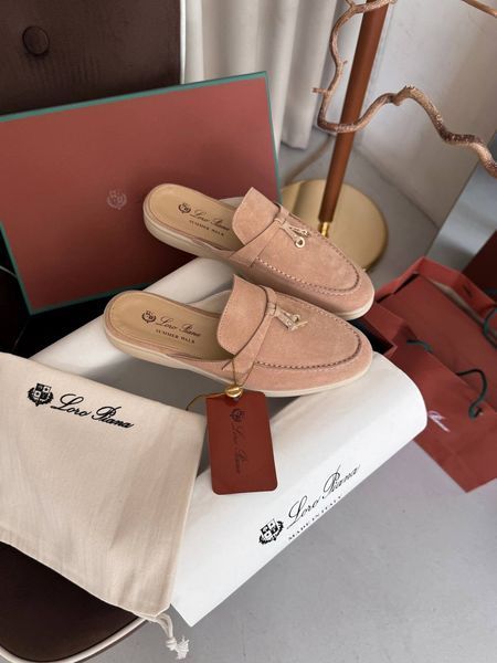 Женские шлепанцы Loro Piana Mules Beige Premium фото