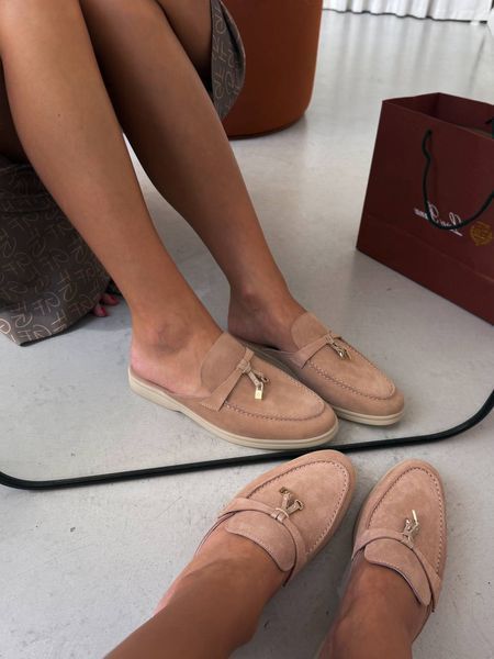 Женские шлепанцы Loro Piana Mules Beige Premium фото
