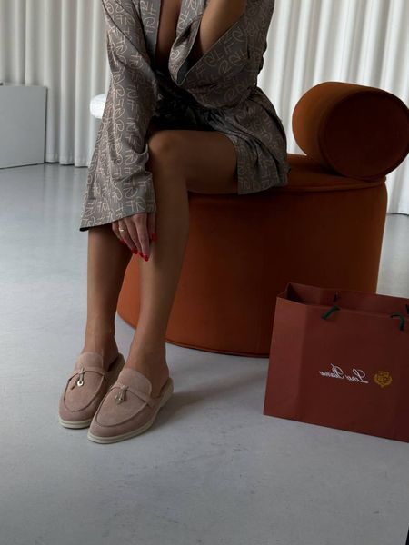 Женские шлепанцы Loro Piana Mules Beige Premium фото