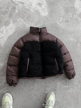 Зимняя куртка барашка Brown Black фото