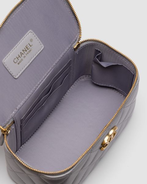Женская сумка Chanel Classic Grey Lambskin Pearl Crush Vanity Bag Gold Premium фото