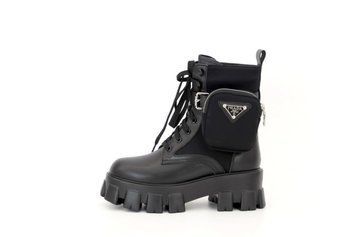 Зимові жіночі ботинки (Натуральна шкіра) З ХУТРОМ! PRADA Milano Monolith Black Premium фото