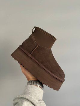 Жіночі зимові ботинки UGG Classic Mini Dipper Brown PREMIUM фото