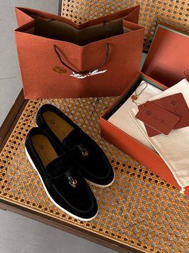 Жіночі та чоловічі лофери Loro Piana Black Premium фото