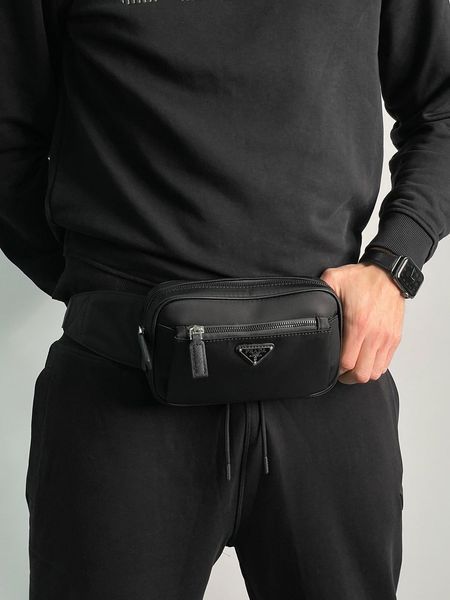 Чоловіча бананка Prada Black Nylon Bumbag Premium фото