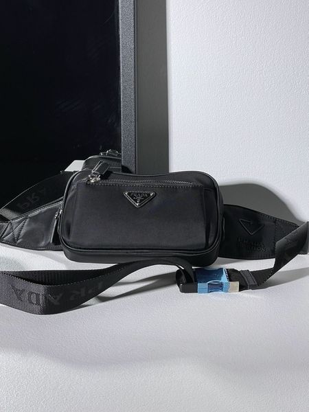 Чоловіча бананка Prada Black Nylon Bumbag Premium фото