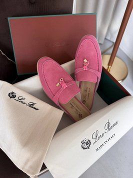 Женские шлепанцы Loro Piana Mules Pink Sand Premium фото