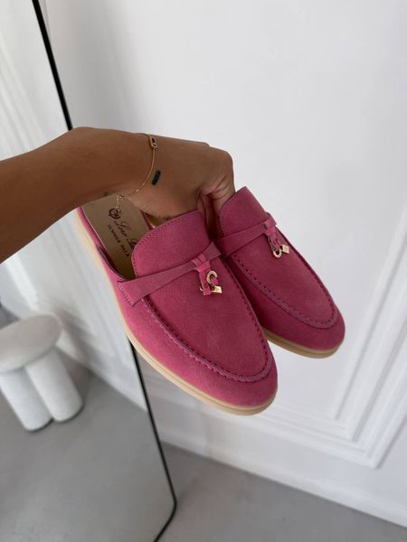 Женские шлепанцы Loro Piana Mules Pink Sand Premium фото