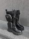 Женские ботинки (натуральная кожа) Prada Boots Zip Pocket Black High PREMIUM re-9795 фото 3