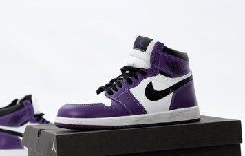Зимние мужские и женские кроссовки (мех) Nike Air Jordan 1 Violet фото