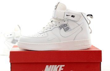 Зимние мужские и женские кроссовки (мех) Air Force 1 High Utility White (GS) Nike фото