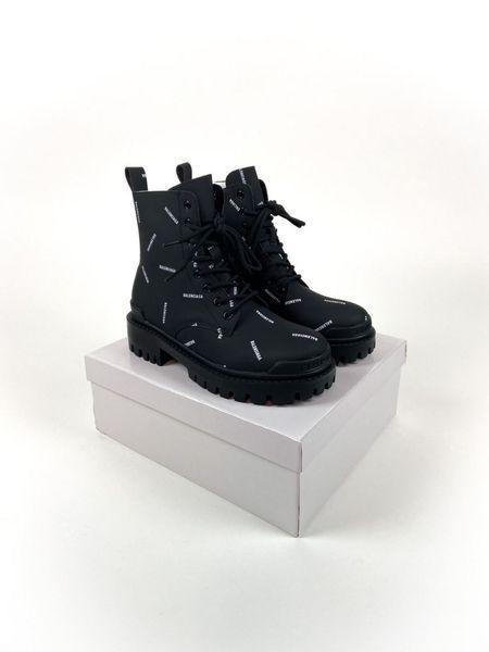 Зимові жіночі ботинки (Натуральна шкіра + НАДПИСИ) Balenciaga Tractor Black фото
