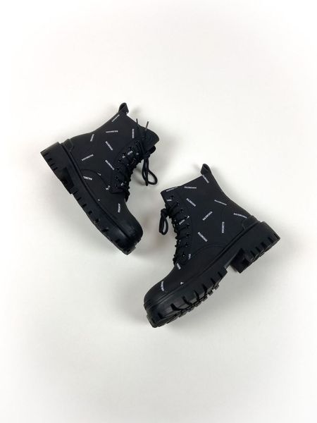 Зимові жіночі ботинки (Натуральна шкіра + НАДПИСИ) Balenciaga Tractor Black фото